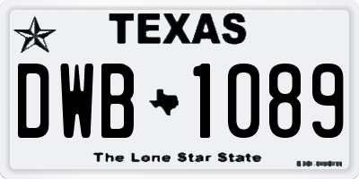 TX license plate DWB1089