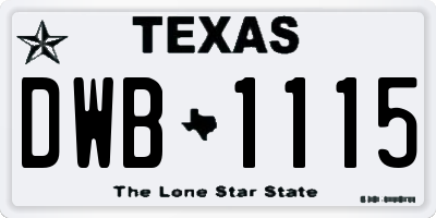 TX license plate DWB1115