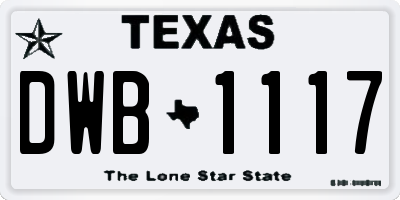 TX license plate DWB1117