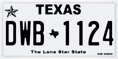 TX license plate DWB1124