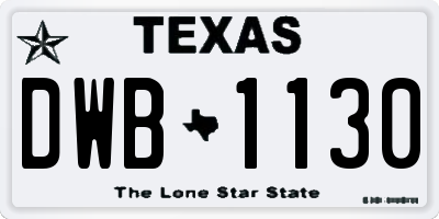TX license plate DWB1130