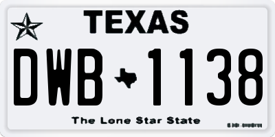 TX license plate DWB1138