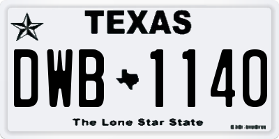 TX license plate DWB1140