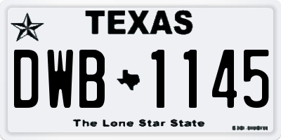 TX license plate DWB1145