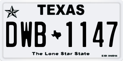 TX license plate DWB1147