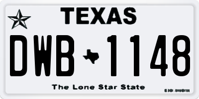 TX license plate DWB1148