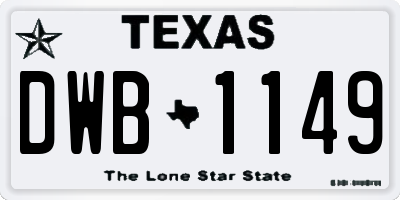 TX license plate DWB1149