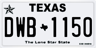 TX license plate DWB1150