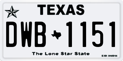 TX license plate DWB1151
