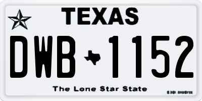 TX license plate DWB1152