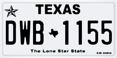 TX license plate DWB1155