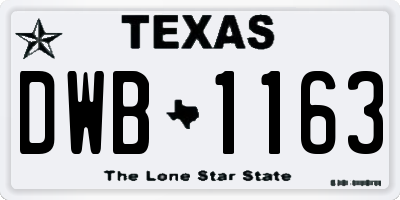 TX license plate DWB1163