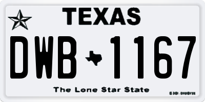 TX license plate DWB1167