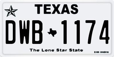 TX license plate DWB1174