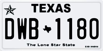 TX license plate DWB1180