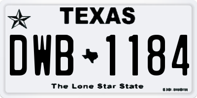 TX license plate DWB1184