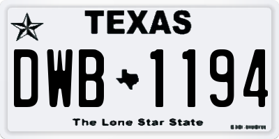 TX license plate DWB1194