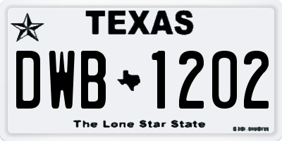 TX license plate DWB1202
