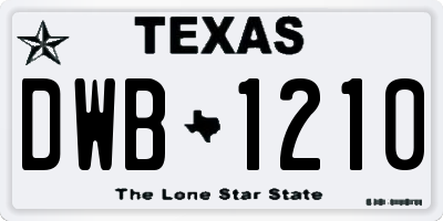 TX license plate DWB1210