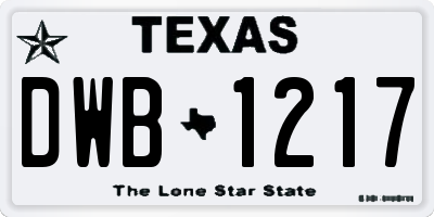 TX license plate DWB1217