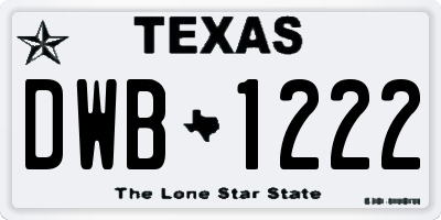 TX license plate DWB1222