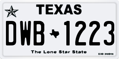 TX license plate DWB1223