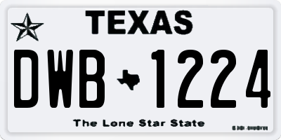 TX license plate DWB1224