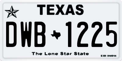TX license plate DWB1225