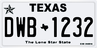 TX license plate DWB1232
