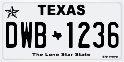 TX license plate DWB1236