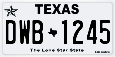 TX license plate DWB1245