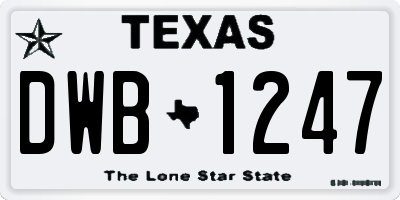 TX license plate DWB1247