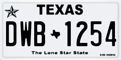 TX license plate DWB1254
