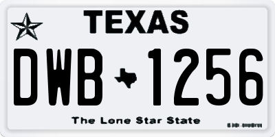 TX license plate DWB1256