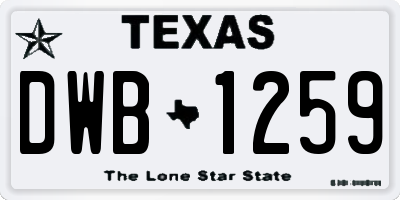 TX license plate DWB1259