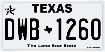 TX license plate DWB1260
