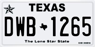 TX license plate DWB1265