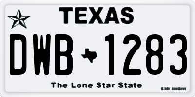 TX license plate DWB1283