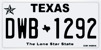 TX license plate DWB1292