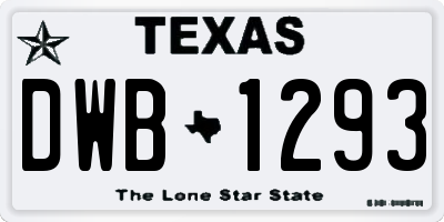 TX license plate DWB1293