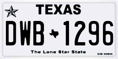 TX license plate DWB1296
