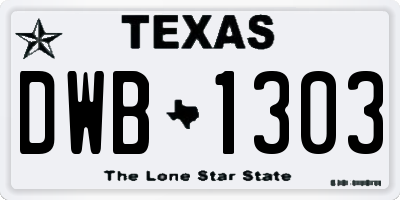 TX license plate DWB1303