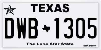 TX license plate DWB1305