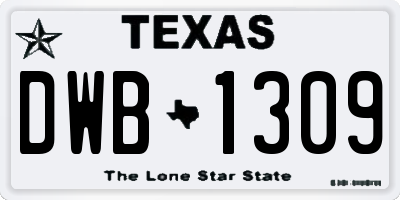 TX license plate DWB1309