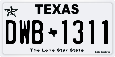 TX license plate DWB1311