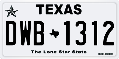 TX license plate DWB1312