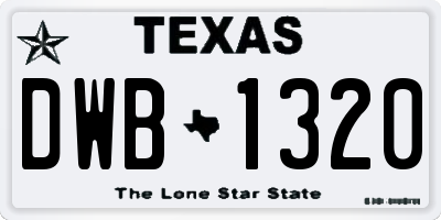 TX license plate DWB1320