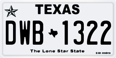 TX license plate DWB1322