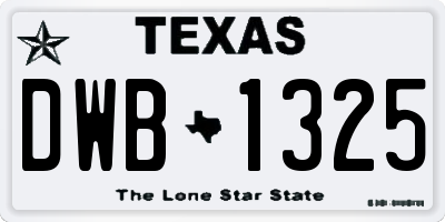 TX license plate DWB1325