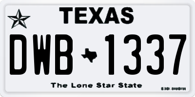 TX license plate DWB1337